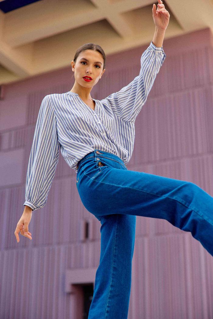 La Petite étoile Blouse à Rayures écru/bleu - Caisy