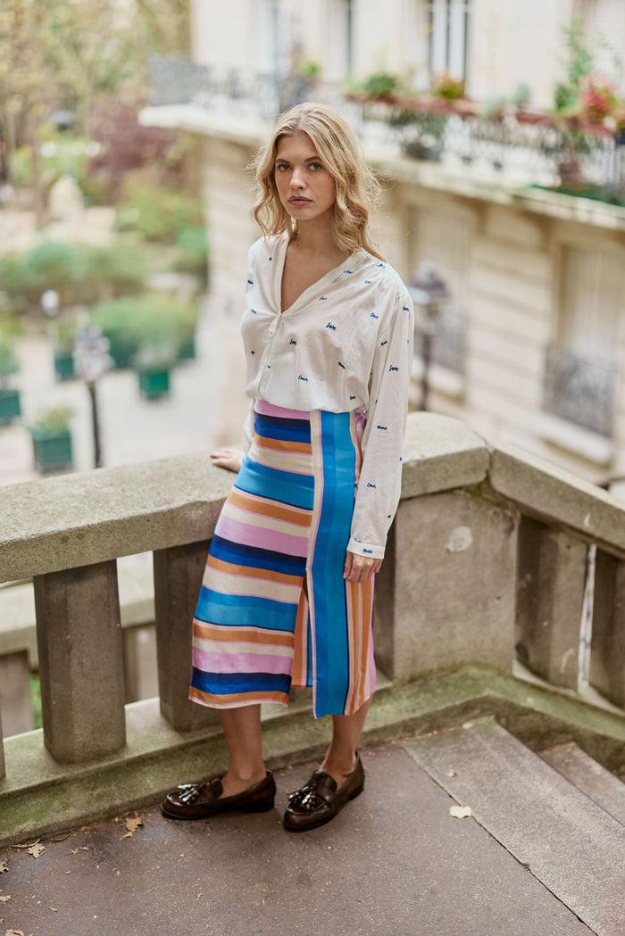 La Petite étoile Blouse Ample écru/bleu - Bolia