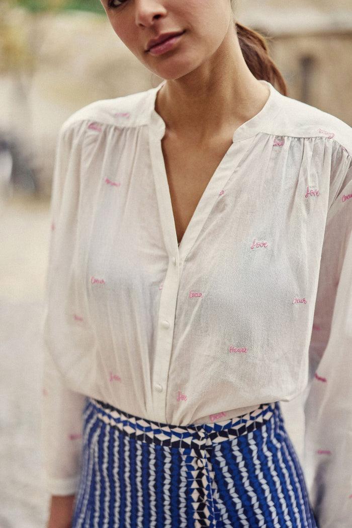 la petite étoile Blouse ample écru/rose - Bolia