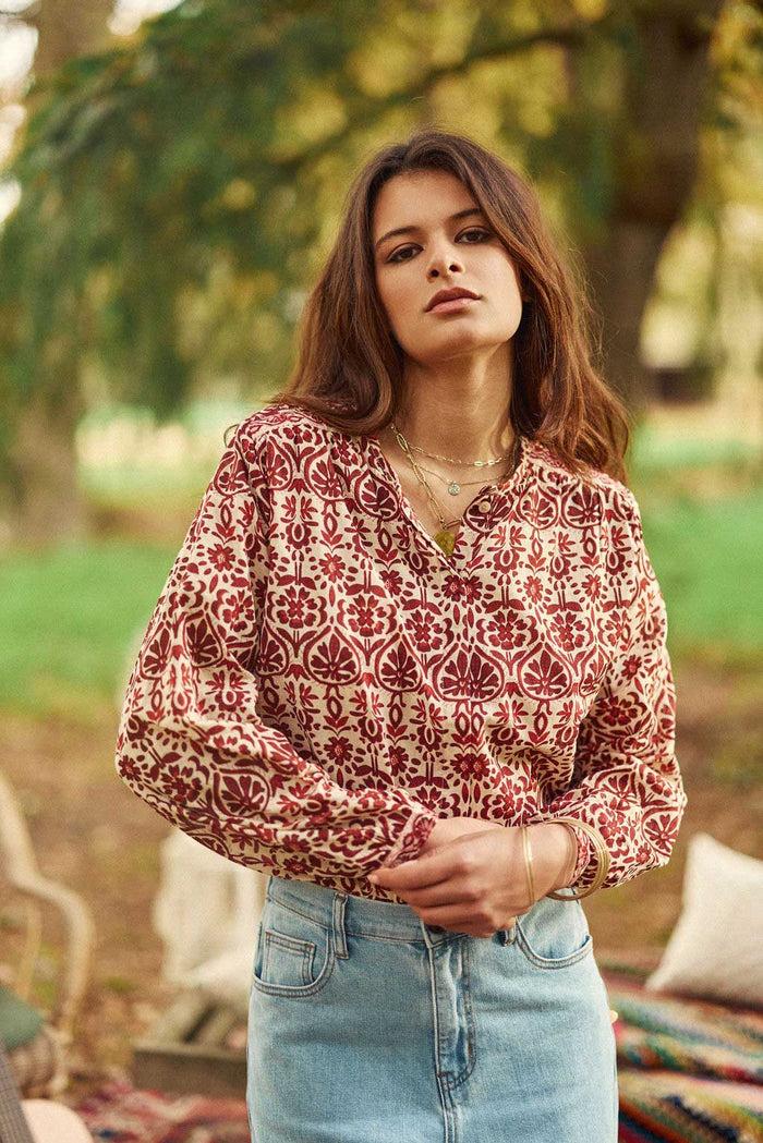 la petite étoile Blouse ample fleur rouge - Berlia