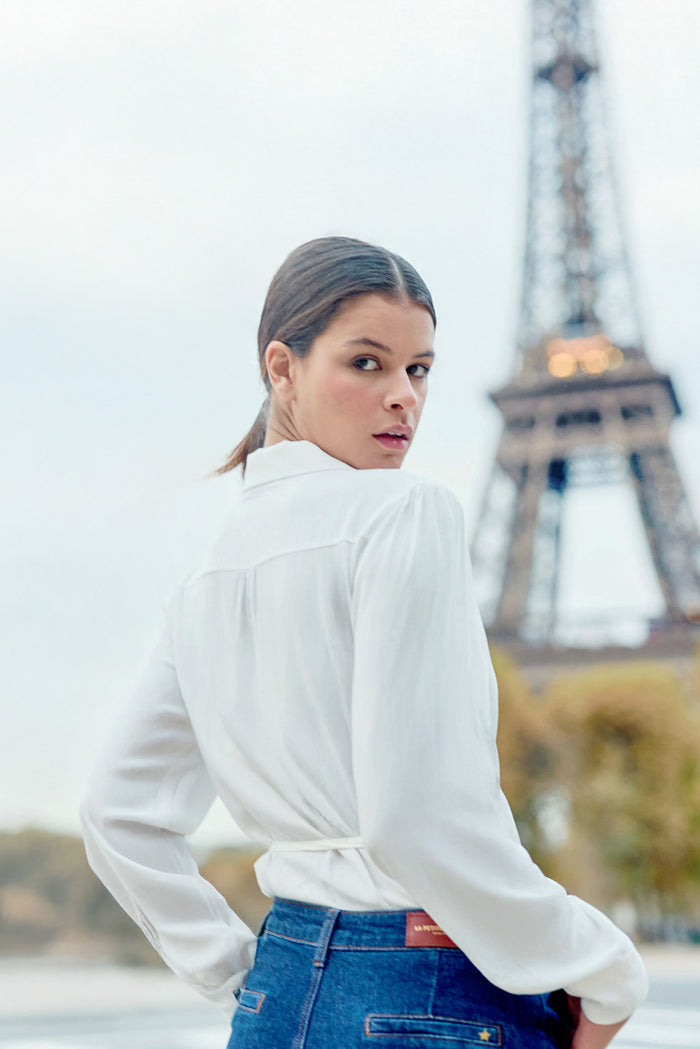 La Petite étoile Blouse Cache Coeur Blanc - Bea