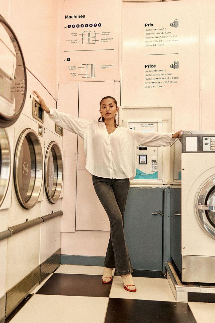 La Petite étoile Blouse Col V Blanc - Bolia