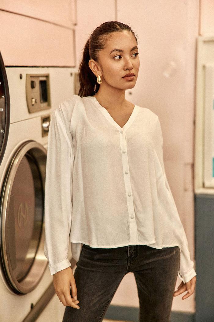 La Petite étoile Blouse Col V Blanc - Bolia