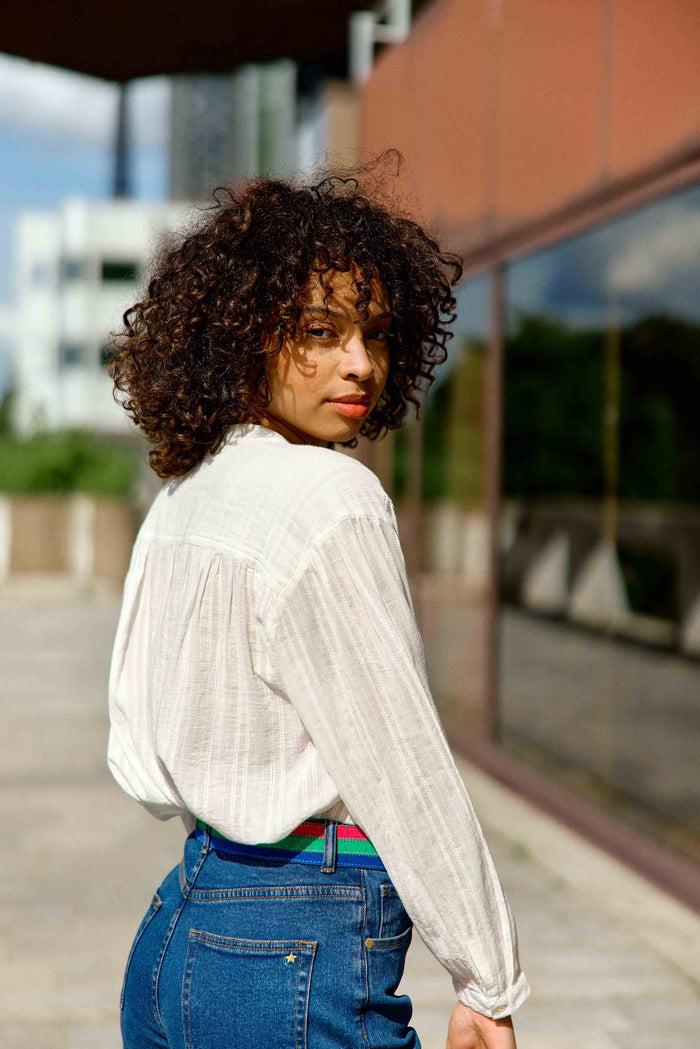 La Petite étoile Blouse Col V Blanc - Bolia