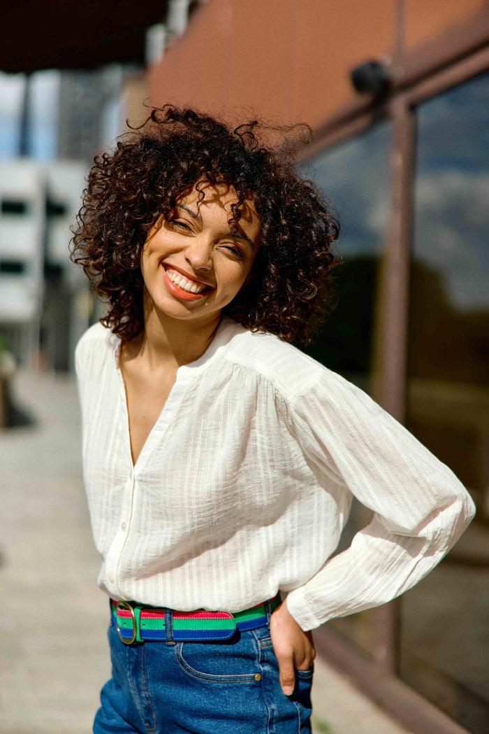 la petite étoile Blouse col V blanc - Bolia