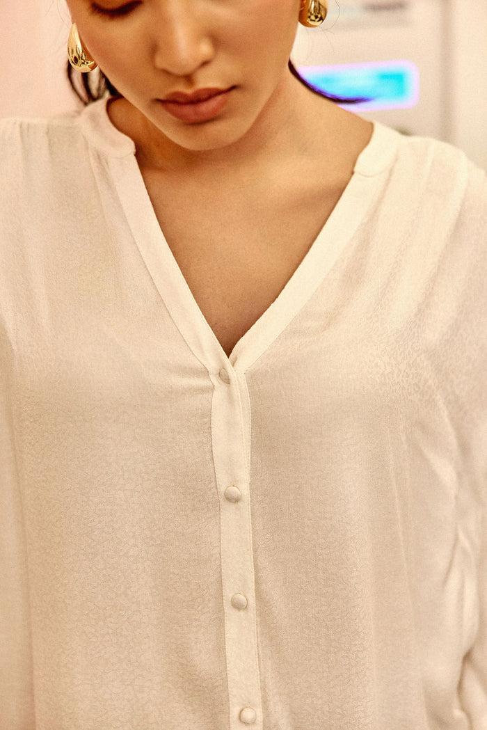 la petite étoile Blouse col V blanc - Bolia