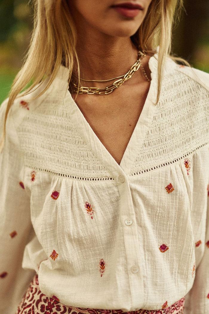 la petite étoile Blouse col V écru - Brooke