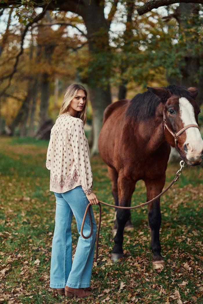 La Petite étoile Blouse Col V Floral - Brune