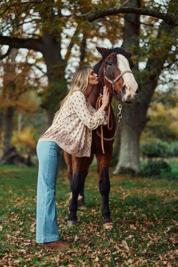 La Petite étoile Blouse Col V Floral - Brune