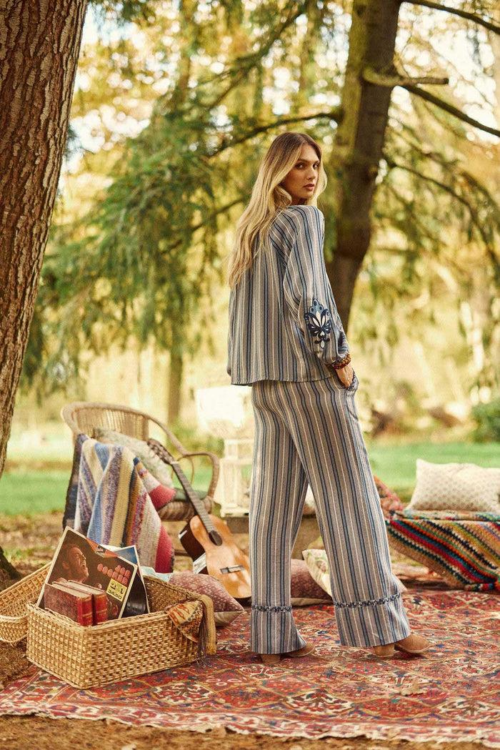 La Petite étoile Blouse Col V Rayé Bleu - Bahati