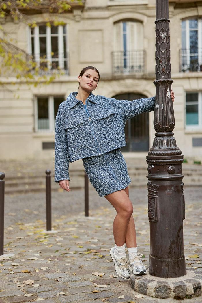 La Petite étoile Blouson En Tweed Bleu - Vane