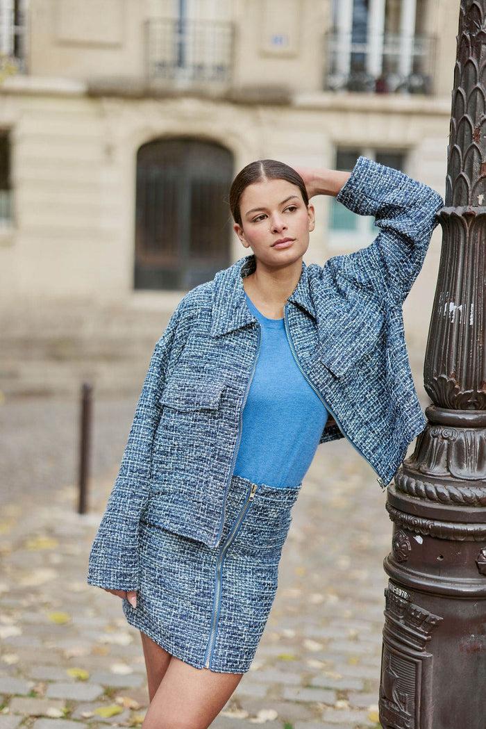 la petite étoile Blouson en tweed bleu - Vane