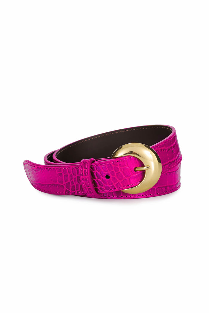 La Petite étoile Ceinture Cuir Croco Fuchsia - Aiden