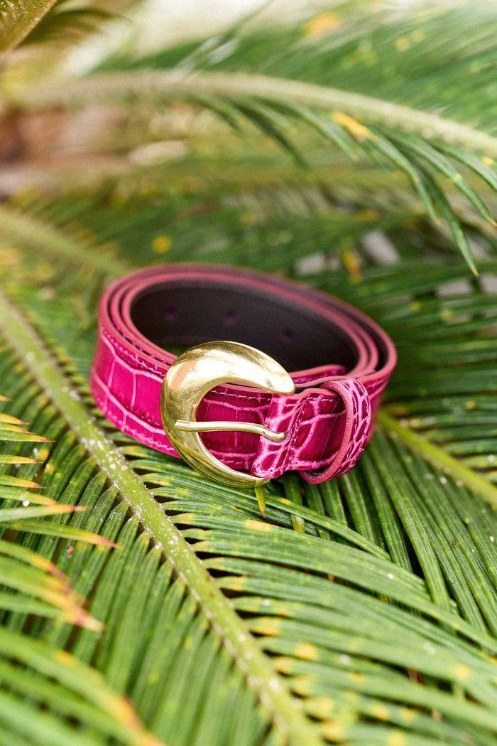 la petite étoile Ceinture cuir croco fuchsia - Aiden