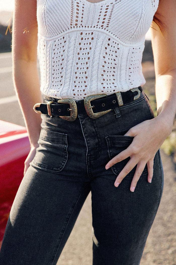 La Petite étoile Ceinture Cuir Noir - Assia