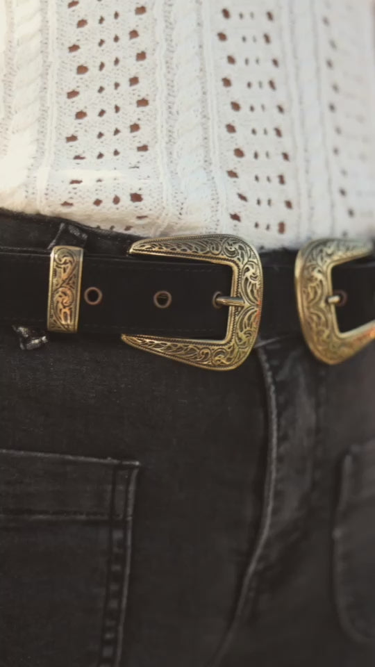 La Petite étoile Ceinture Cuir Noir - Assia