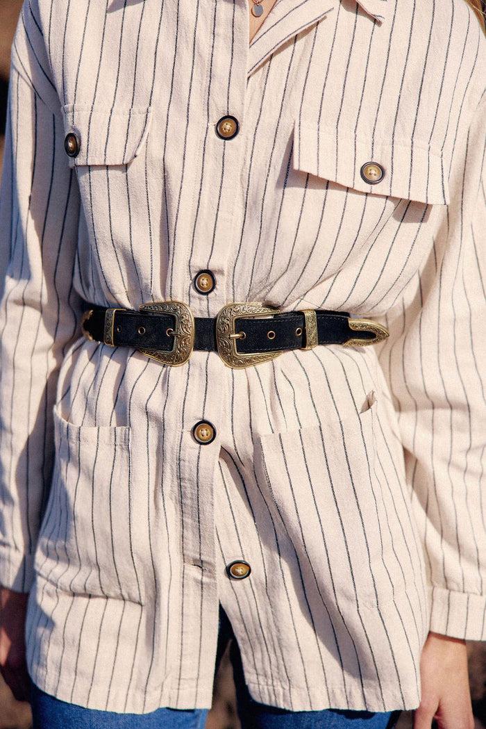 la petite étoile Ceinture cuir noir - Assia