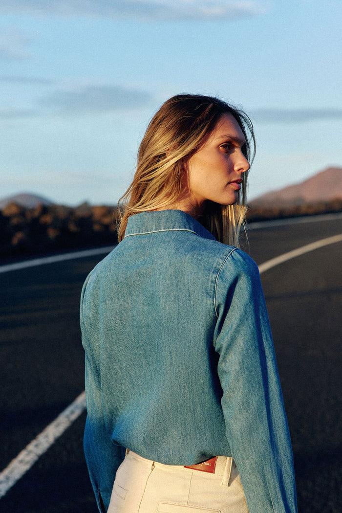 La Petite étoile Chemisier En Denim Stone - Clémence