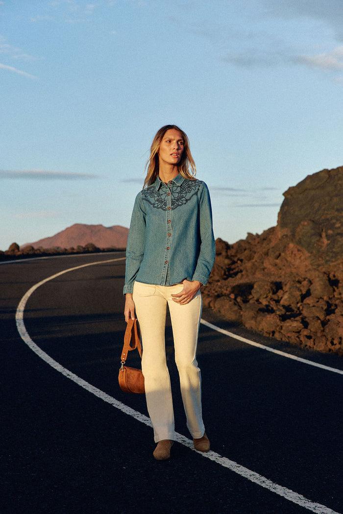 La Petite étoile Chemisier En Denim Stone - Clémence