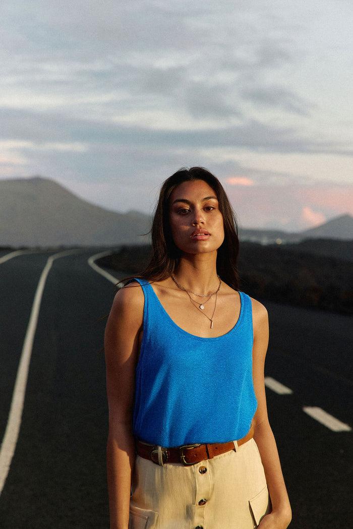 La Petite étoile Débardeur Col Rond Bleu - Diane