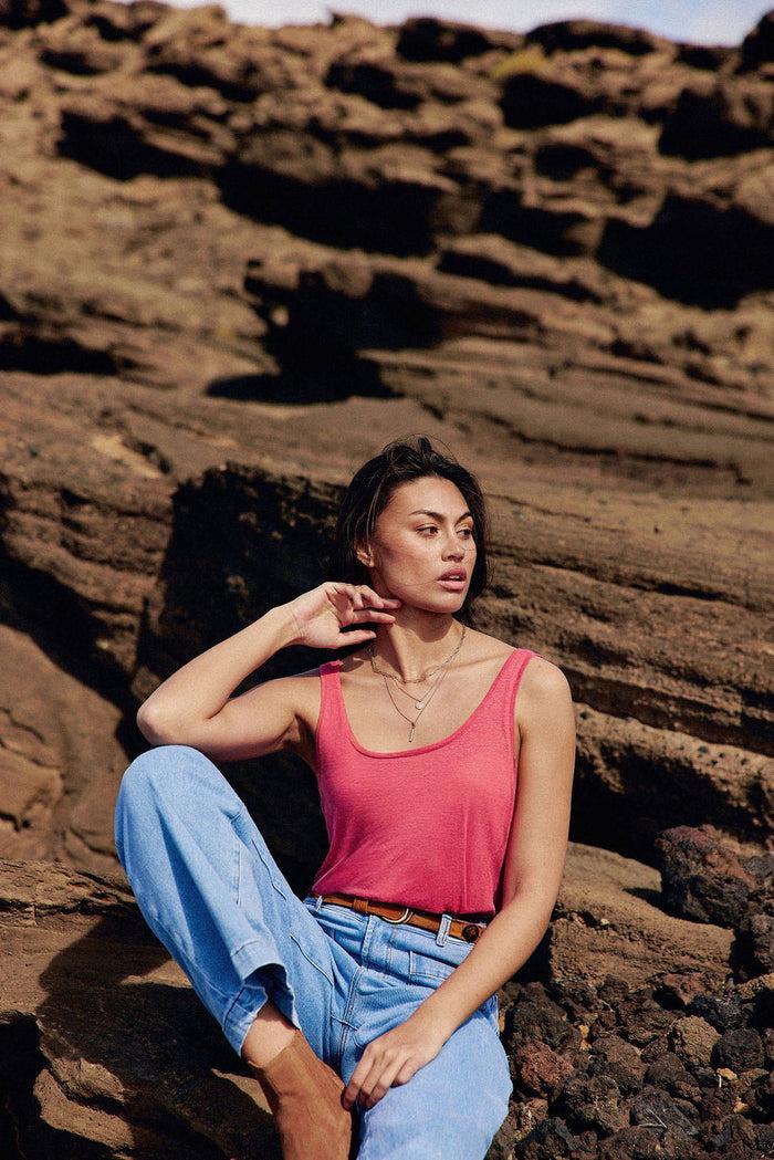 la petite étoile Débardeur col rond rose - Diane