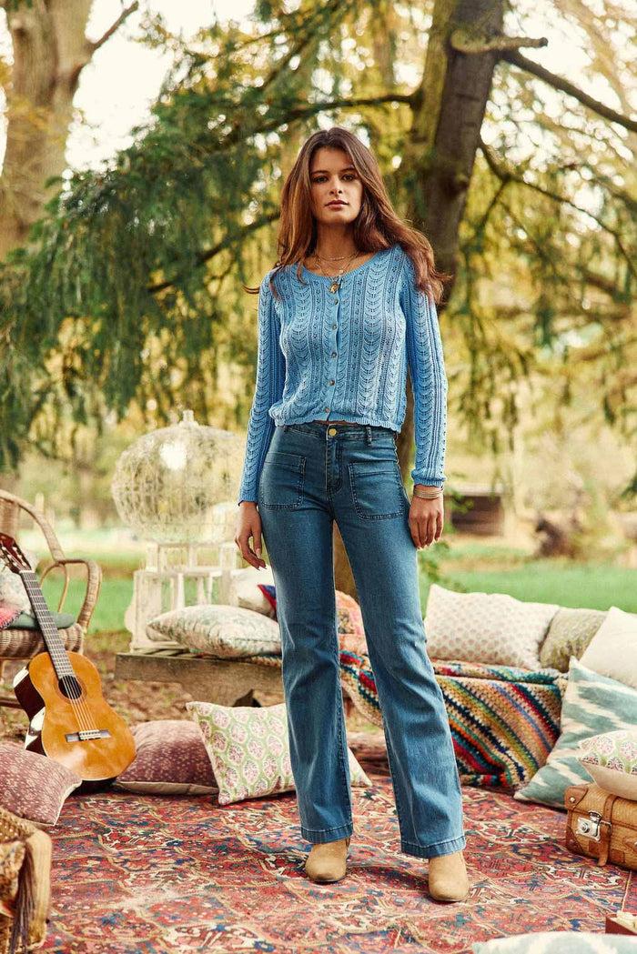 La Petite étoile Gilet Col Rond Bleu - Maelys