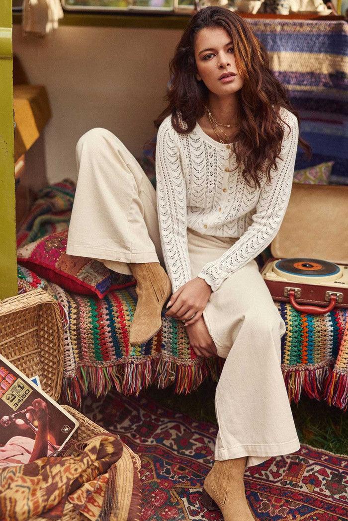 La Petite étoile Gilet Col Rond écru - Maelys