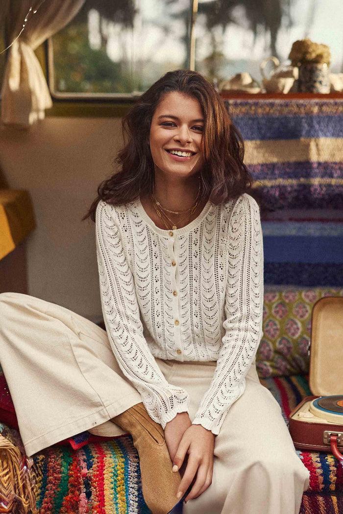 la petite étoile Gilet col rond écru - Maelys