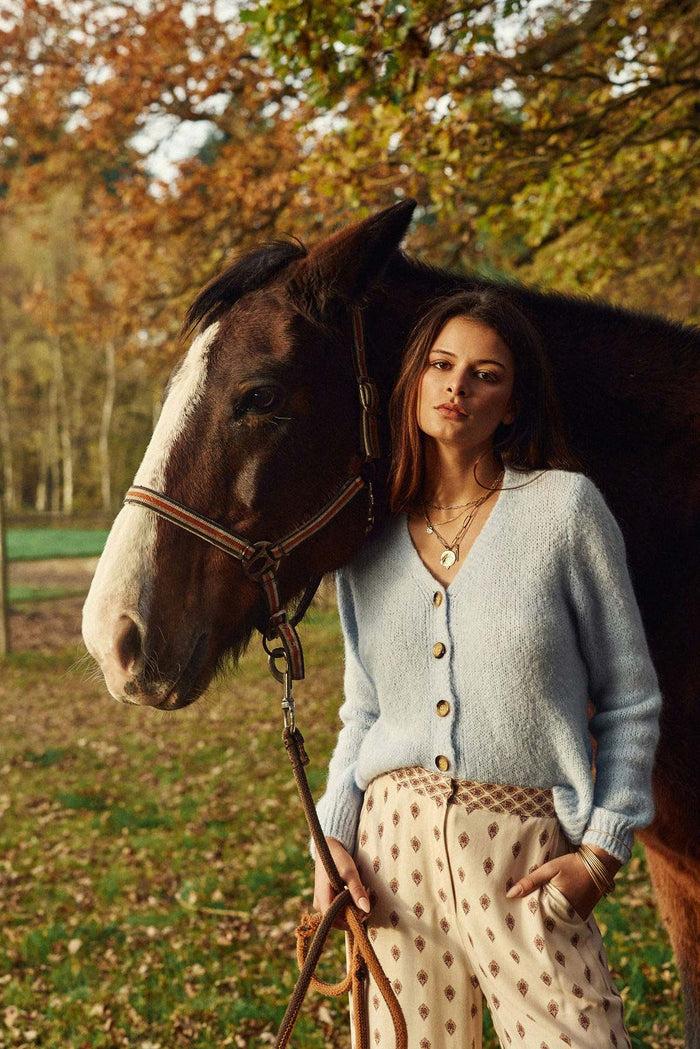 La Petite étoile Gilet En Maille Bleu Ciel - Mara