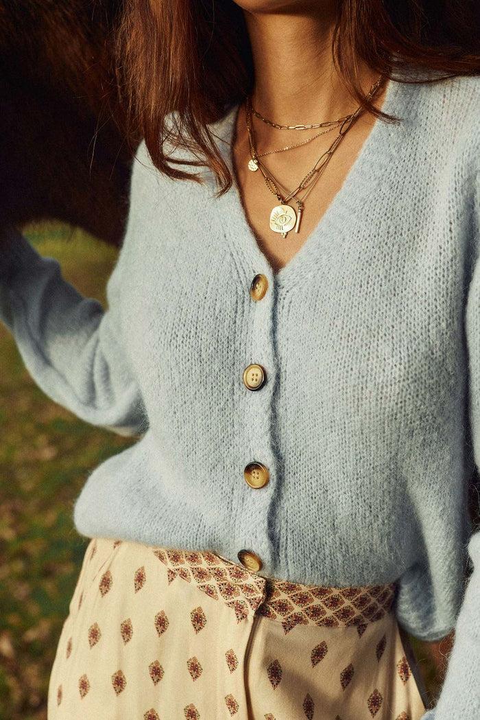 la petite étoile Gilet en maille bleu ciel - Mara