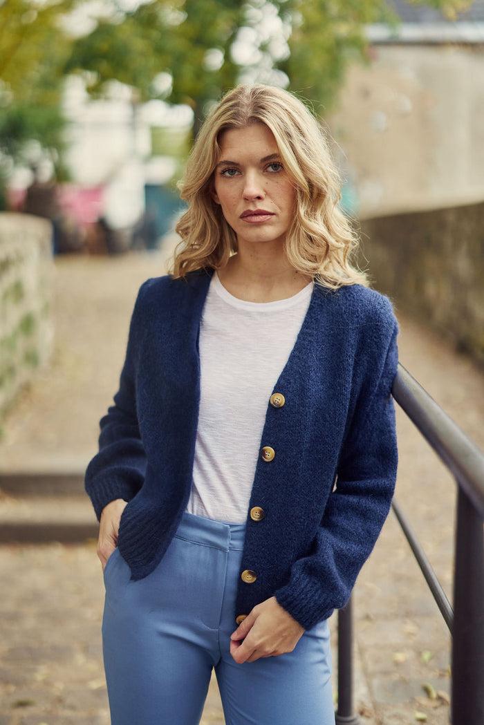 La Petite étoile Gilet En Maille Marine - Mara