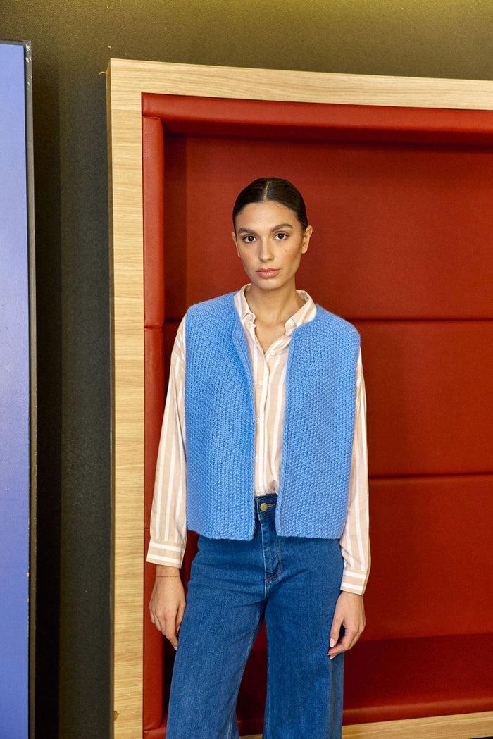 La Petite étoile Gilet Sans Manches Bleu - Crea