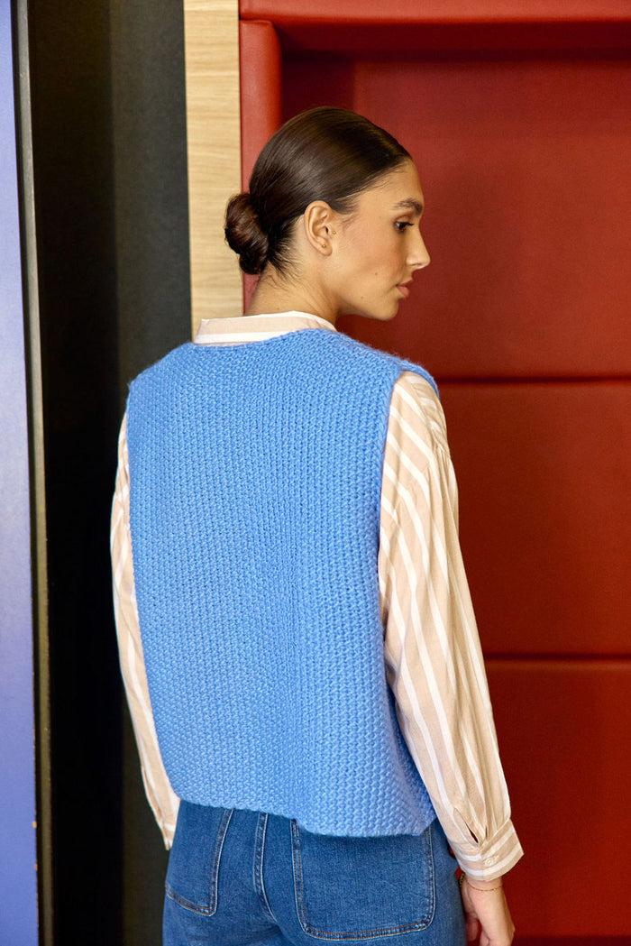 La Petite étoile Gilet Sans Manches Bleu - Crea