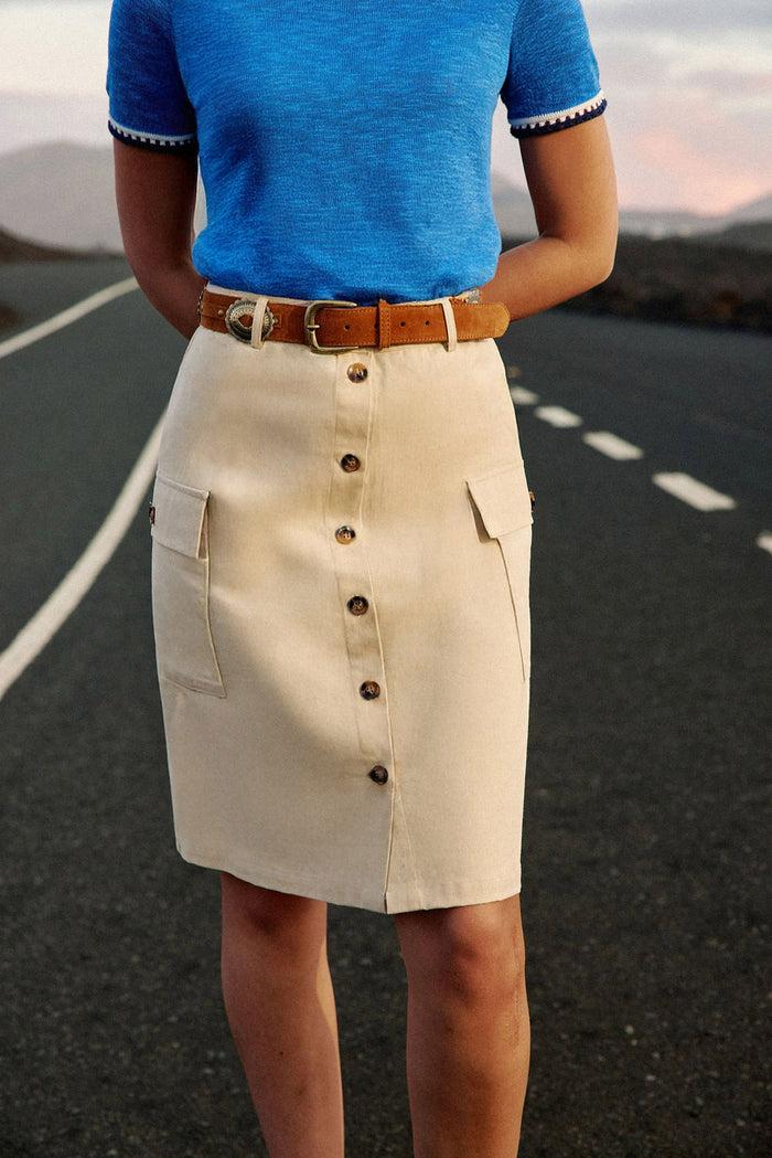 la petite étoile Jupe droite beige - Joey