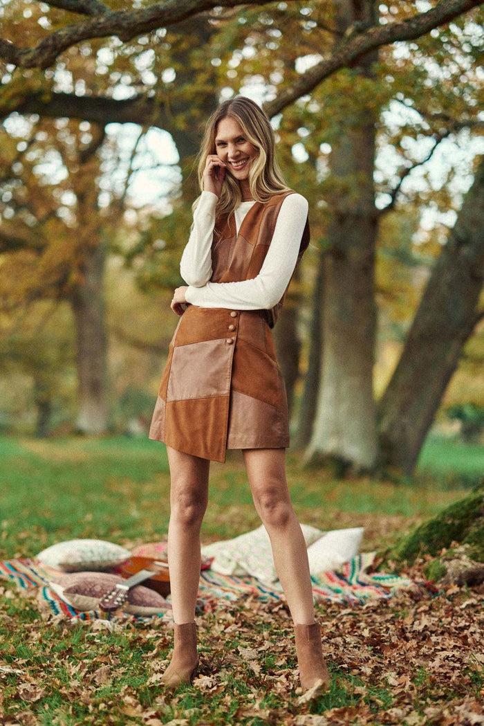 La Petite étoile Jupe En Cuir Camel - Flavy