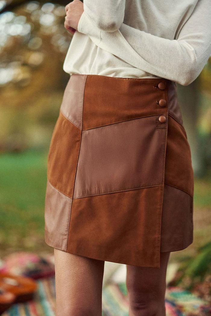 la petite étoile Jupe en cuir camel - Flavy