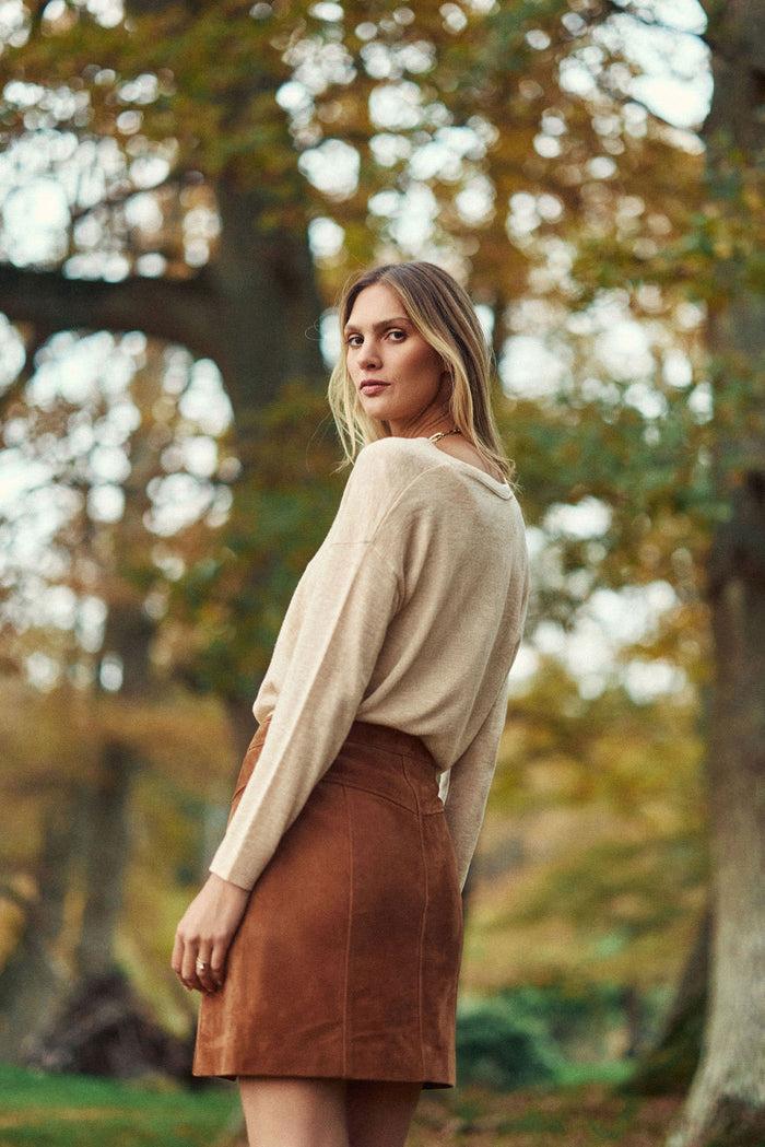 La Petite étoile Jupe En Cuir Camel - Joely