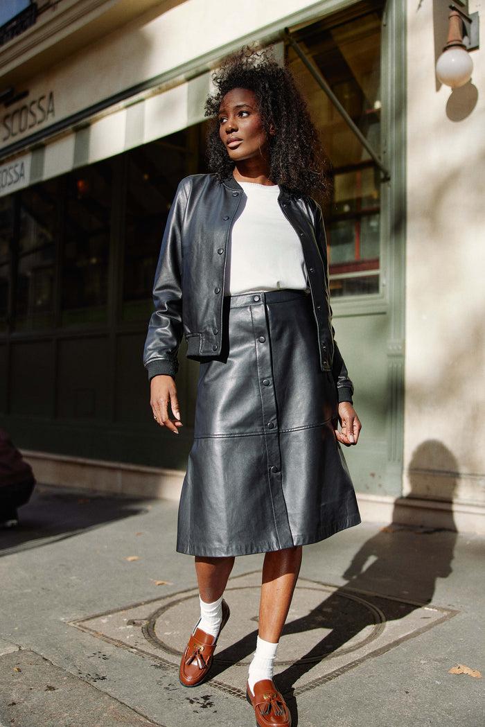 la petite étoile Jupe en cuir noir - Jolene