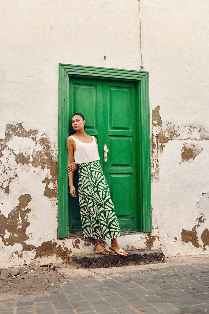 La Petite étoile Jupe Longue Imprimé Vert - Jenna