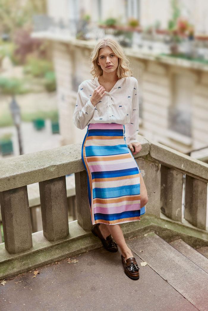 la petite étoile Jupe satiné à rayures - Judith