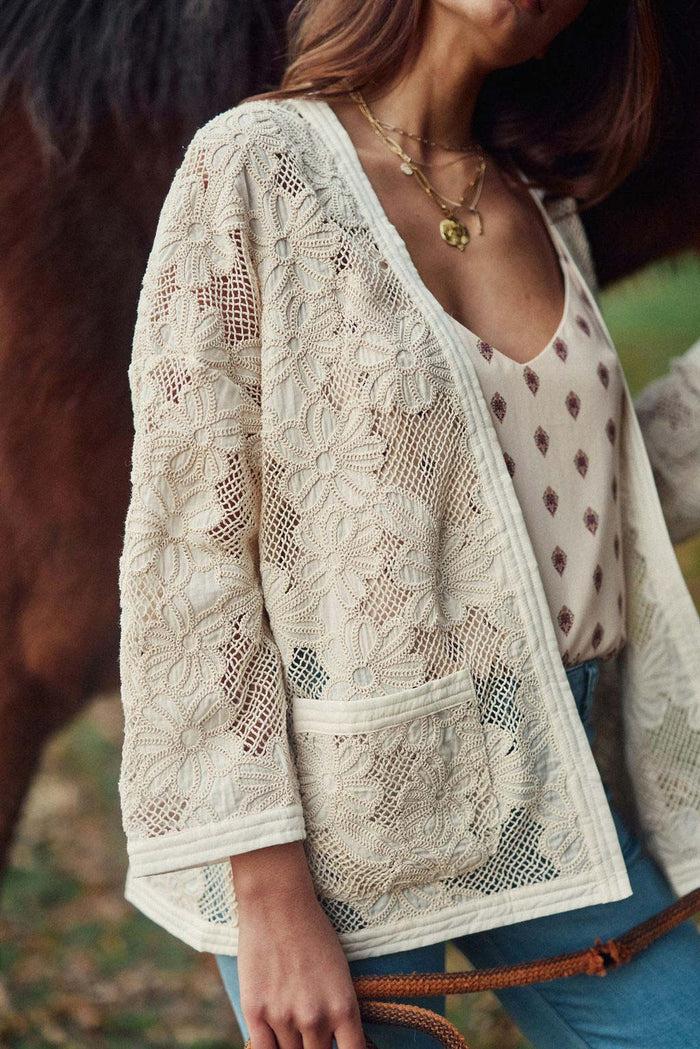 la petite étoile Kimono en coton beige - Violaine