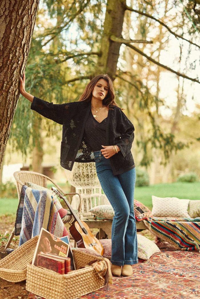 La Petite étoile Kimono En Coton Noir - Violaine