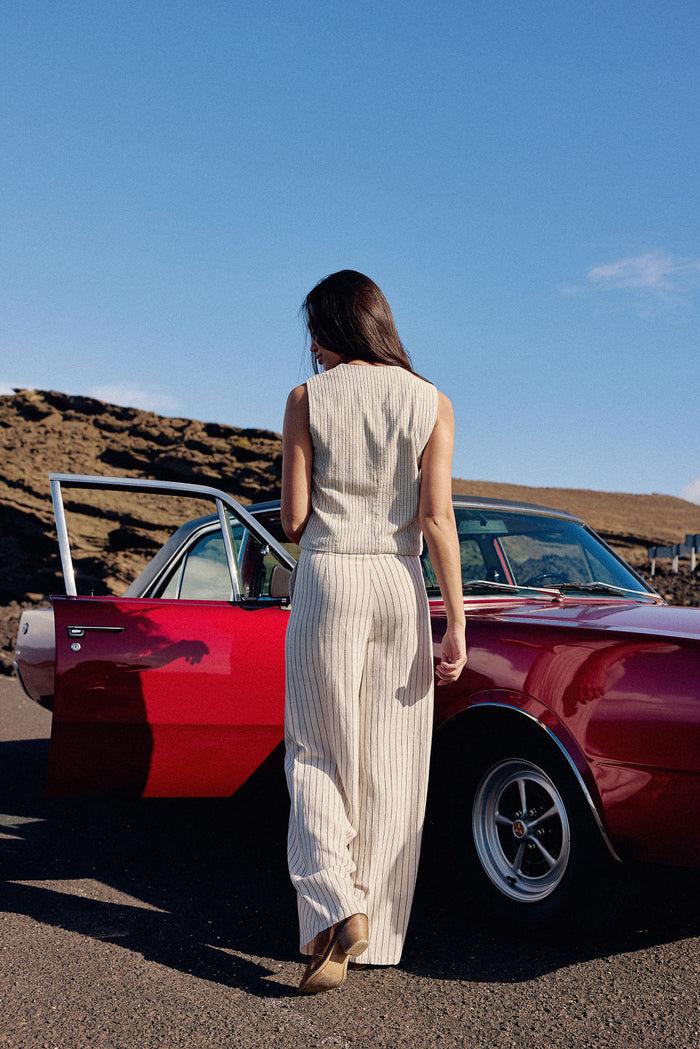 La Petite étoile Pantalon Droit à Rayures - Pauline