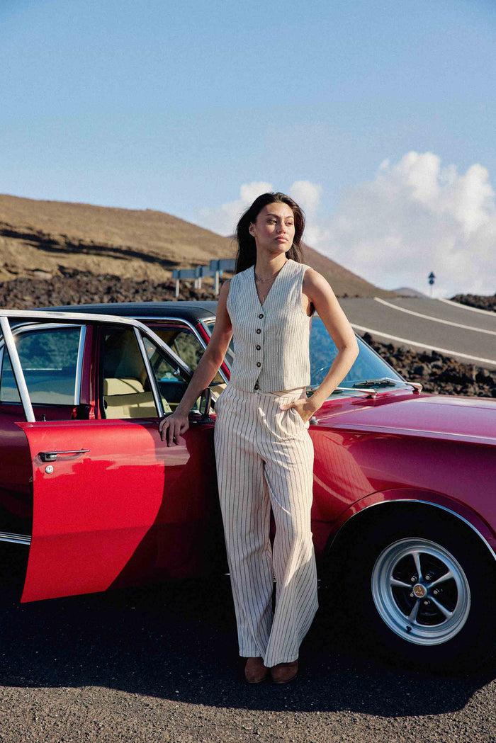 La Petite étoile Pantalon Droit à Rayures - Pauline