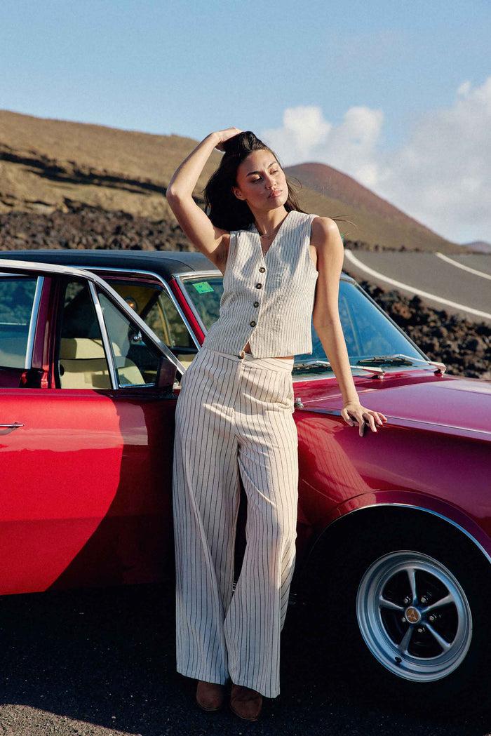 la petite étoile Pantalon droit à rayures - Pauline