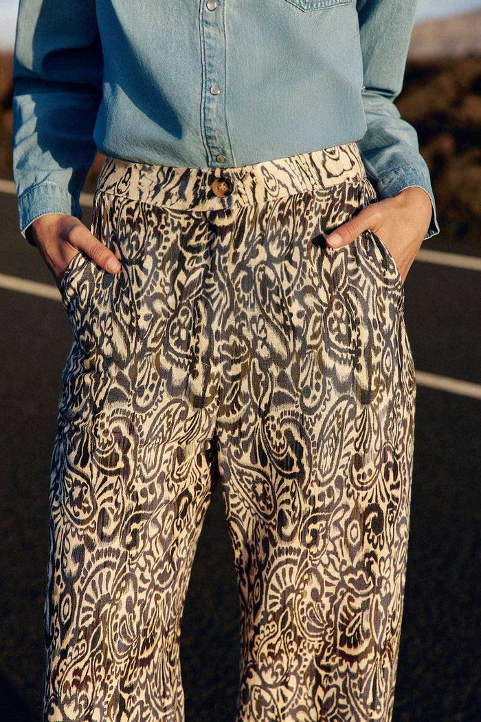 La Petite étoile Pantalon Droit Ikat Bleu - Paulina