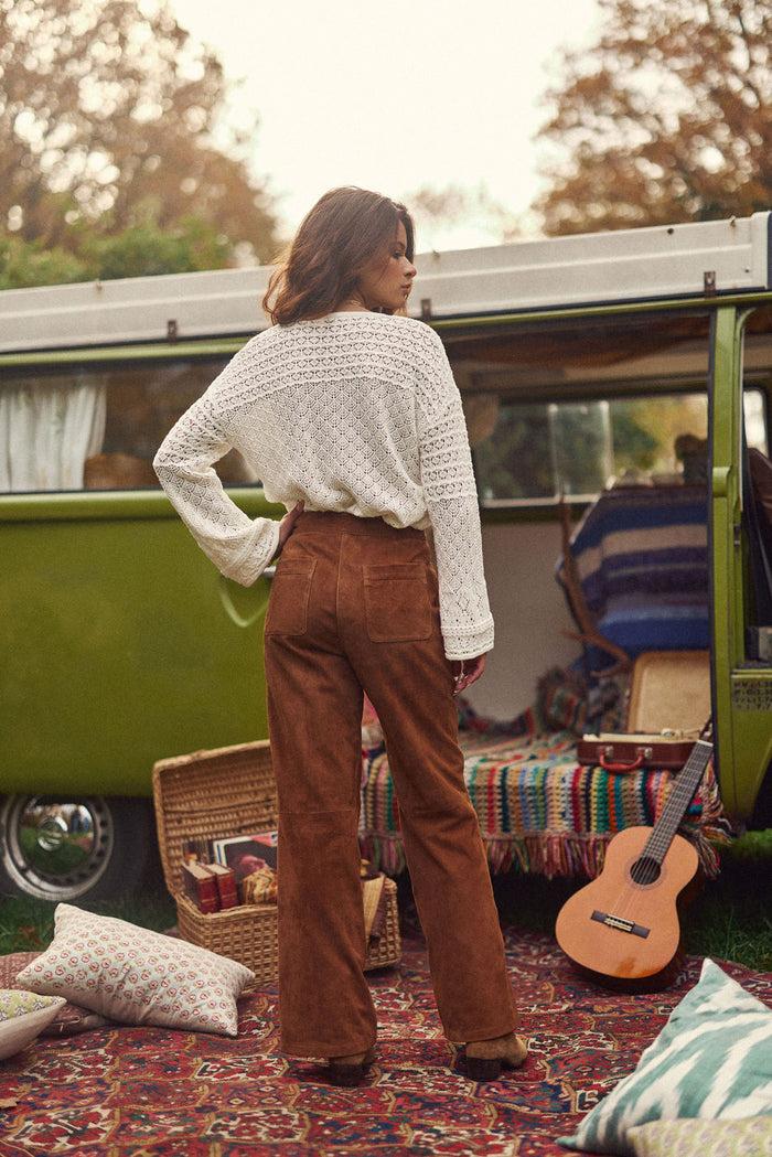 La Petite étoile Pantalon En Cuir Camel - Atlanty