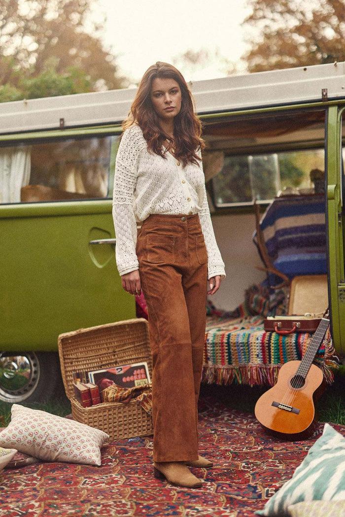 La Petite étoile Pantalon En Cuir Camel - Atlanty