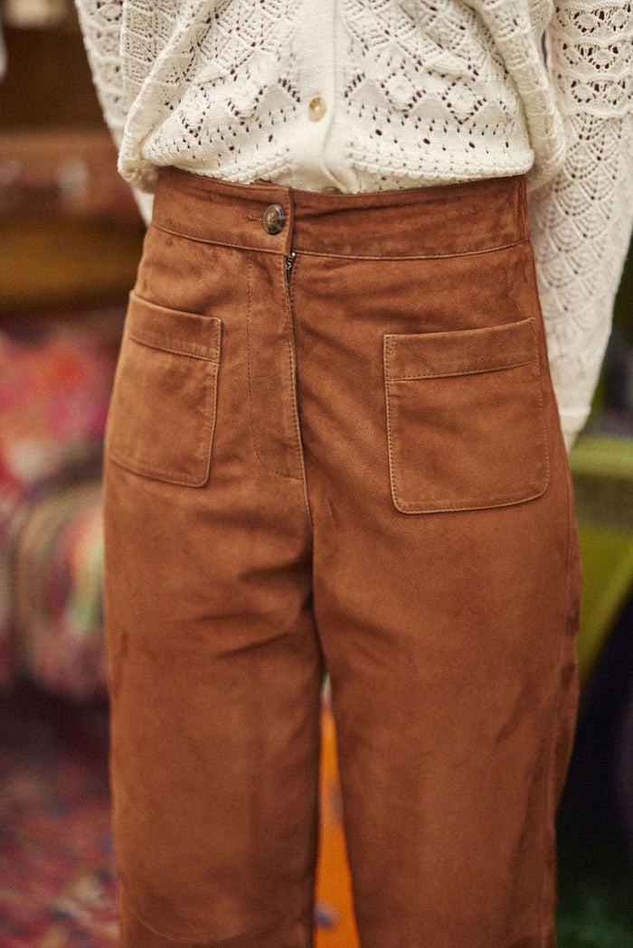 La Petite étoile Pantalon En Cuir Camel - Atlanty