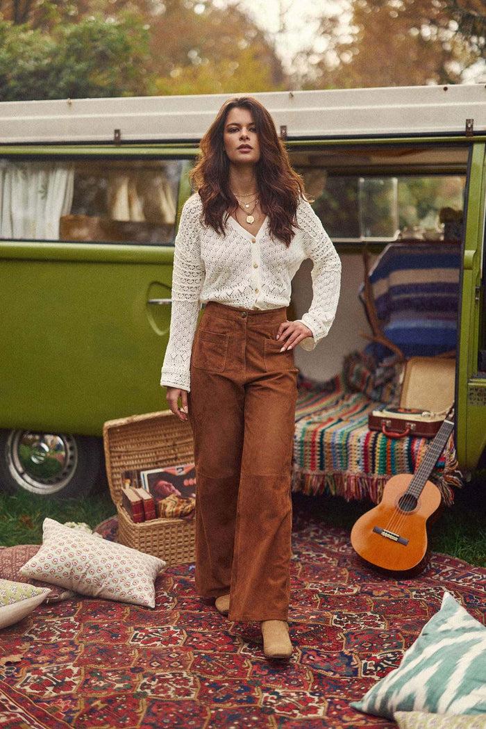 la petite étoile Pantalon en cuir camel - Atlanty